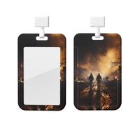 Firefighters Fighting Fires ABS ID Badge Holder with Lanyard, Slide Cover Waterproof Anti-Fouling, Durable for Work - Events