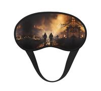 Firefighters Fighting Fires Black Border Satin Sleep Mask for Light Blocking Comfort