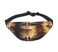 Firefighters fighting fires Boys large waist bag, travel crossbody waist bag, suitable for enjoying sports, running, cycling, travel, fishing