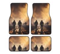 Firefighters fighting fires Crystal Velvet Car Mats 4 Piece Set Anti-Slip Floor Protectors Universal Fit