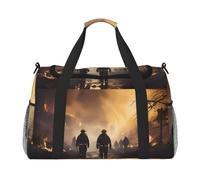 Firefighters Fighting Fires Hand Travel Bag.Fashionable Design, Large Storage Capacity, Suitable For Business Trips And Short Trips., Black, One Size