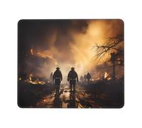 Firefighters Fighting Fires Horizontal Mouse Pad 10 x 12 inch Fully Printed Design Suitable for Office Study and Gaming