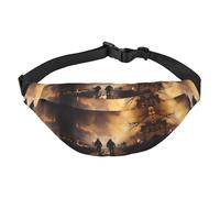 Firefighters fighting fires Large Fashion Crossbody Waist Bag, Travel Casual Boys Waist Bag, Suitable for Sports, Running, Cycling, Traveling, Fishing