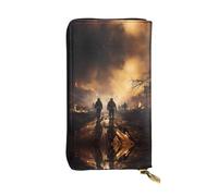 Firefighters Fighting Fires Patterned Leather Long Wallet (7.5 * 4.1 inches) | Extra Large Multi-Function Compartment | Great Gift