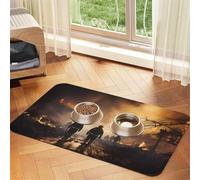 Firefighters fighting fires Pet Absorbent Leather Placemat 30x45cm Beautiful Design Cat and Dog Bowl Mat Portable Storage