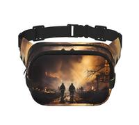 Firefighters fighting fires Printed multifunctional waist bag, unisex trendy messenger bag, travel sports storage bag
