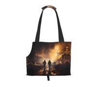 Firefighters fighting fires Printed pet shoulder bag for going out - small dog and cat dual-purpose shoulder bag