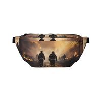 Firefighters fighting fires Prints Adjustable running waist bag crossbody bag lightweight and comfortable suitable for fitness jogging travel