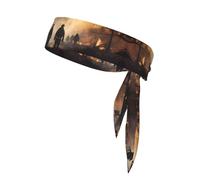 Firefighters fighting fires Prints Double-sided sports bandana with straps sweat-wicking and breathable suitable for running and fitness.