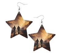 Firefighters fighting fires Prints Leather Star-Shaped Earrings Lightweight And Stylish Accessories For Parties Dances And Everyday Life.