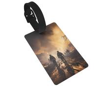 Firefighters Fighting Fires PVC Luggage Tag for Suitcases, Durable Travel ID Label with Name Card Removable Strap for Bags, 1 Pack