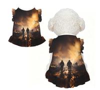 Firefighters fighting fires Ruffle Dog Dress Frilly Sleeveless Breathable Summer Party for Small Dogs Cats L