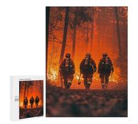 Firefighters Forest Fire - Decorative Wooden Puzzle, 500 PCS, Mindful Gift for Adults - for Shared Table Time