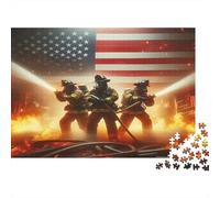 Firefighters Saving Lives 1000 Pieces Jigsaw Puzzles Fire Team Premium Cardboard for Puzzle Lovers Brain Game Players 52x38cm/1000pcs