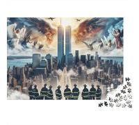 Firefighters Standing 1000 Pc City with Glow Premium Cardstock Jigsaw Puzzle Adults Brain Training Puzzle Collectors Home Activity Gift for Men 38x26cm/1000pcs