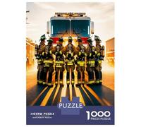 Firefighters Team Truck 1000pc Puzzle for Adults Brave Fire Teamwork Jigsaw Puzzle Extra-Thick Cardboard Stress Relief Travel Adults Kids 12+ Brain Training Puzzle 70x50cm/1000pcs