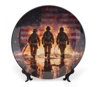 Firefighters U.S. Flag Ceramic Decorative Plate 6-10 Inch Round
