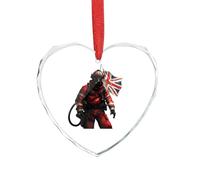 Firefightman English Flag Christmas Hanging Ornaments Crystal Glass Heart Pendant Gifts for Xmas Trees Home Offices