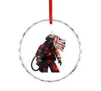 Firefightman English Flag Christmas Hanging Ornaments Crystal Glass Round Pendant Gifts for Xmas Trees Home Offices