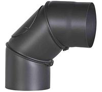 FIREFIX R150/B Stove Pipe Bend 2 mm Thick Steel (Smoke Tube) 150 mm Diameter for Stoves and Fireplaces Senotherm Black Adjustable 0-90 Degrees with Cleaning Door