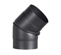 Firefix R150/B45 Stove Pipe Bend 2 mm Thick Steel (Smoke Tube) 150 mm Diameter for Stoves and Fireplaces Senotherm Black Adjustable 0-45 Degrees No Cleaning Door
