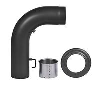Firefix R150/SBR Oven Pipe Set 2 mm Thick Steel (Angle Pipe Set) 150 mm Diameter for Stoves and Fis 3 Pieces Black
