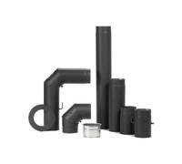 FIREFIX R150/SET Stove Pipe Set 2mm Thick Steel (Angle Pipe Set) in 150mm Diameter for Stoves and Fire Pits, Black