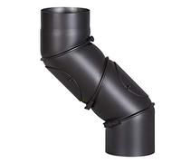 FIREFIX R150/UB Universal 2mm Steel Smoking Pipe Elbow 150mm Diameter for Stoves and Fireplaces Senotherm Black 0-90 Degree Adjustable with Two Cleaning Doors