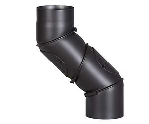FIREFIX R150/UB Universal 2mm Steel Smoking Pipe Elbow 150mm Diameter for Stoves and Fireplaces Senotherm Black 0-90 Degree Adjustable with Two Cleaning Doors