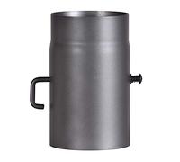 FIREFIX RD150/2D Stove Pipe 2 mm Thick Steel (Smoke Tube) 150mm Diameter for Stoves and Fis Senotherm Dark Grey 250mm Long with Adjustable Flap Black