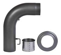 FIREFIX RD150/SBR Oven Pipe Set 2 mm Thick Steel (Angle Pipe Set) 150 mm Diameter for Stoves and Fis 3 Pieces Dark Grey Black