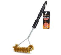 Fireflame BBQ Grill Brush - Non-Scratch Brass Bristles - 16-Inch Long Handle Barbecue Grill Cleaning Brush - Wide-Faced Spiral Heavy-Duty - Made in The USA