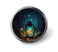 Fireflies And Lantern Badges Decorative, Durable Aluminum Alloy Round Badge, Lightweight Button Brooch for Shirts, Jackets, Hats, Uniforms 1"