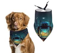 Fireflies and Lantern Dog Bandanas Cute Soft Cotton Puppy Scarves Washable Daily Summer Durable Triangle Reversible Bibs Suitable for Small Medium Large Dogs and Cats
