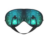 Fireflies and Lantern Double Sided Sleep Mask, Adjustable Blackout, Silk-Like Eye Mask for Sleeping,Travel, Soft, Breathable, Lightweight Comfortable Blindfold