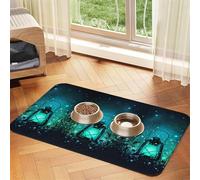 Fireflies And Lantern Durable Pet Absorbent Tablecloth Non-Slip Dining Pad For Dog Cat Food Water Bowls Feeder Mat