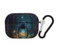 Fireflies and Lantern for Airpod Pro Case Cover Hard Shell Full Drop Protection Cover with Keychain Compatible with AirPod Pro 2nd/1st Generation, Front LED Visible,Black