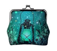Fireflies and Lantern Full Double-Sided Printed Pattern Women's and Girls' Fashionable Leather Kiss Lock Coin Purse Card Bag