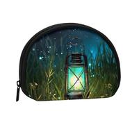 Fireflies and Lantern Full Format Printed Polyester Portable Mini Storage Bag Shell Shaped Wallet Small Coin Wallet Shell Storage Bag