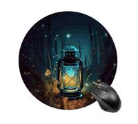 Fireflies and Lantern Mouse Pad with Non-Slip Rubber Base,Small Round Mousepad 7.8" Diameter,Mouse Mat for Computers, Laptop, Gaming, Office & Home
