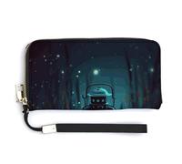 Fireflies And Lantern RFID Blocking Wallet for Women,Clutch With Change Pocket, Wristlet Wrist Strap with Card Slots