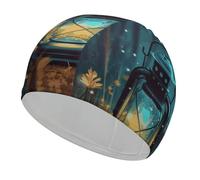 Fireflies and Lantern Swim Cap for Adult, Elastic Fabric Swimming Cap, Comfortable Bathing Cap for Long & Short Hair