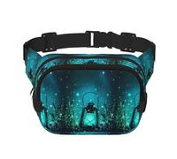 Fireflies and Lantern Unisex Adjustable Waist Square Double Layer Waist Pack for Outdoor Activities Travelling Running Hiking