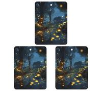 Fireflies Car Air Freshener Hanging Incense Chips 3 Pack Automotive Scented Hanging Sheets Square for Car Home Auto Interior Decor