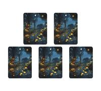 Fireflies Car Air Freshener Hanging Incense Chips 5 Pack Automotive Scented Hanging Sheets for Car Home Auto Interior Decor Square,black-style