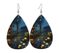 Fireflies Dangle Earrings Lightweight Leather Earrings Durable Holiday Earring For Women Married Beach