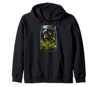 Fireflies In Jar Cute Lightning Insects Night Glowing Nature Zip Hoodie