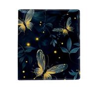 Fireflies Leaves Blue Big Replaceable Book Cover, Reusable PU Leather Book Protector, Suitable for 9.8" x 11" Notebooks