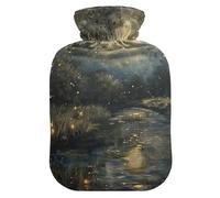 Fireflies Moonlight Hot Water Bottles with Soft Velvet Cover Hot Water Bag for Menstrual Cramps Medium