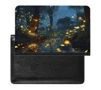 Fireflies Passport Holder with 3 Card Slots, Portable PU Leather Travel Wallet, Slim Protective Cover for Passport, ID, Credit Cards